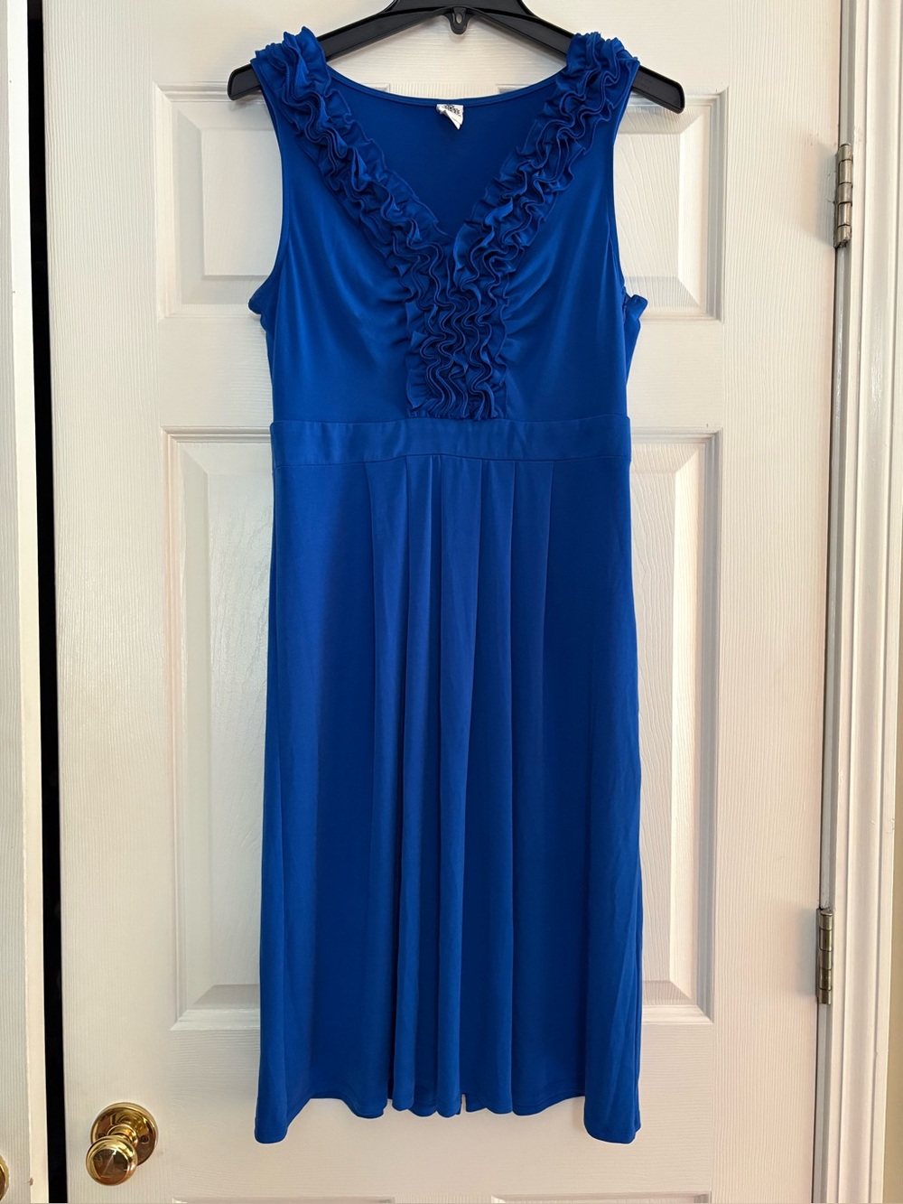Sangria Dress Royal Blue Size 8 Upper Body Ruffle Embellishment, Preowned -exce